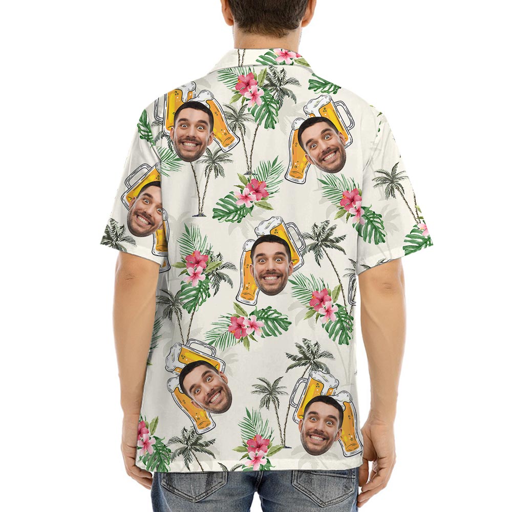 Custom Face Beer Tropical Shirt Short Sleeves