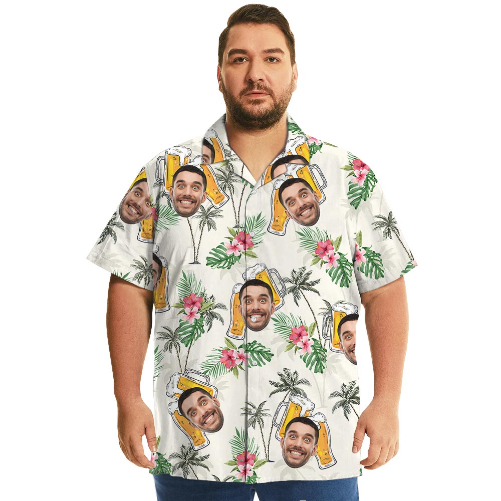 Custom Face Beer Tropical Shirt Short Sleeves