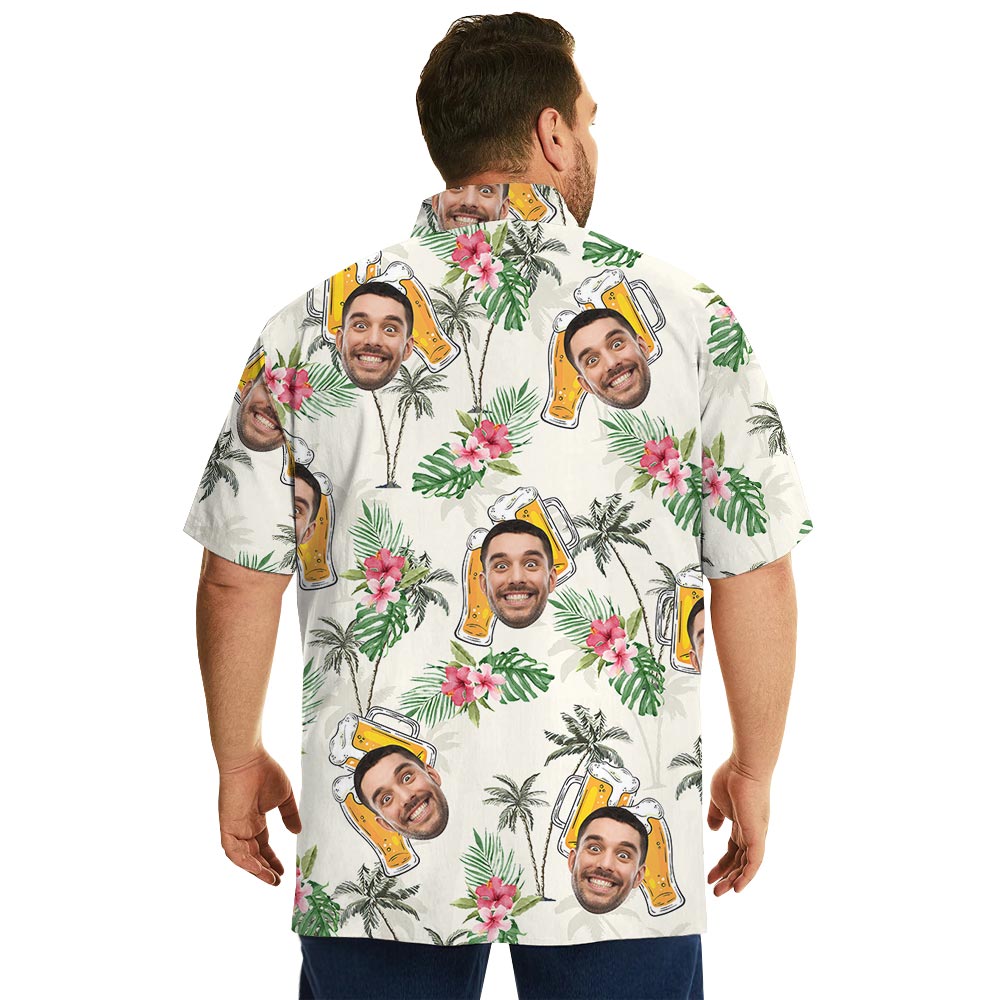 Custom Face Beer Tropical Shirt Short Sleeves