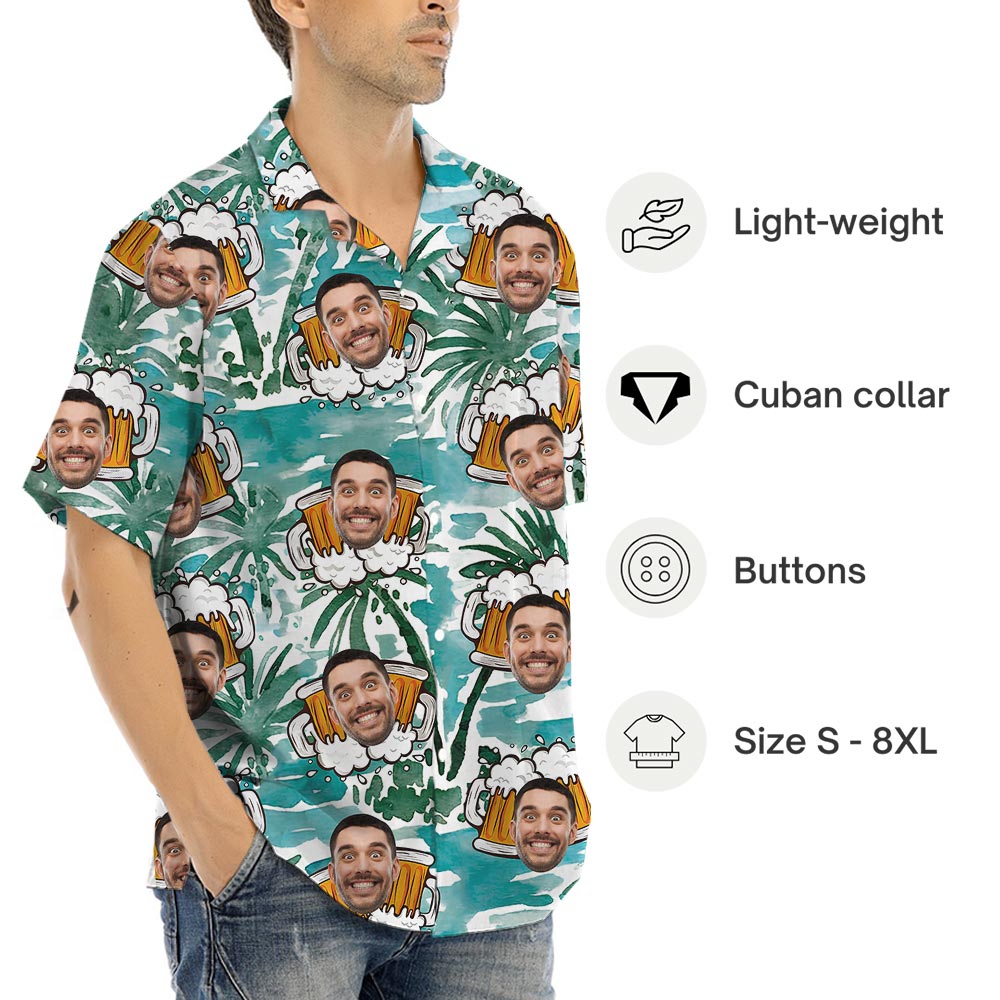 Funny Your Photo Beer Hawaiian Shirt Beach Theme