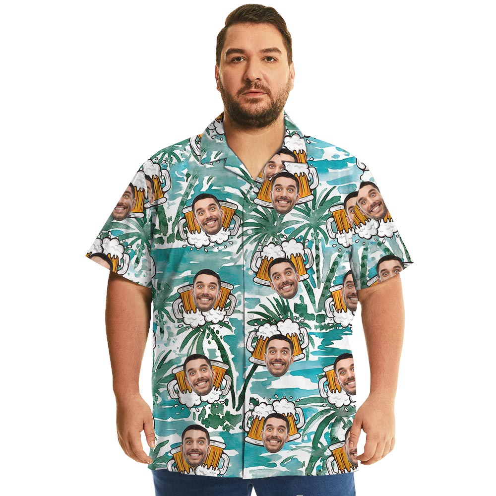 Funny Your Photo Beer Hawaiian Shirt Beach Theme