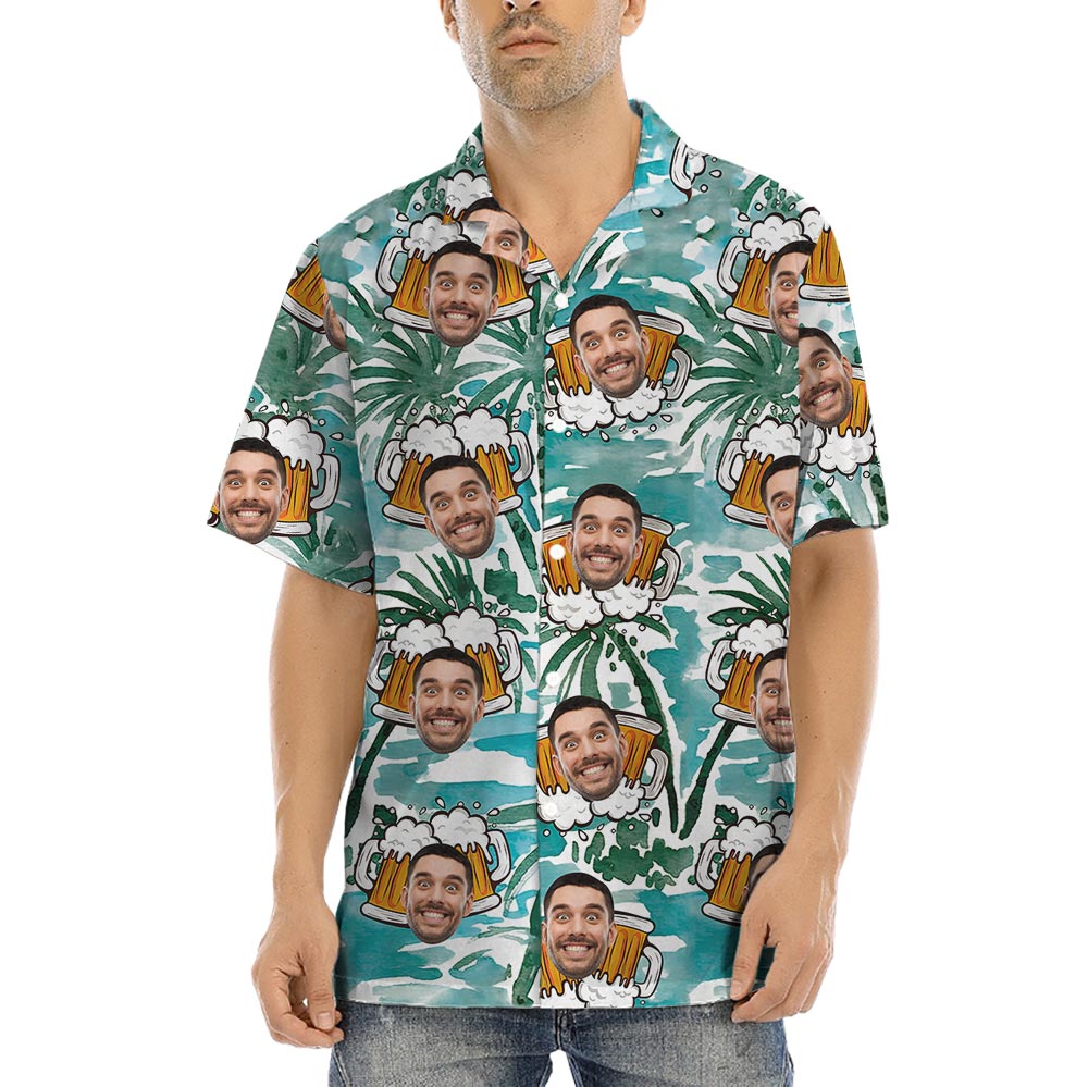 Funny Your Photo Beer Hawaiian Shirt Beach Theme