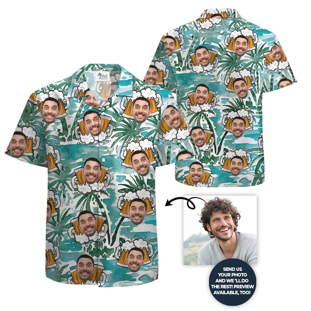 Funny Your Photo Beer Hawaiian Shirt Beach Theme
