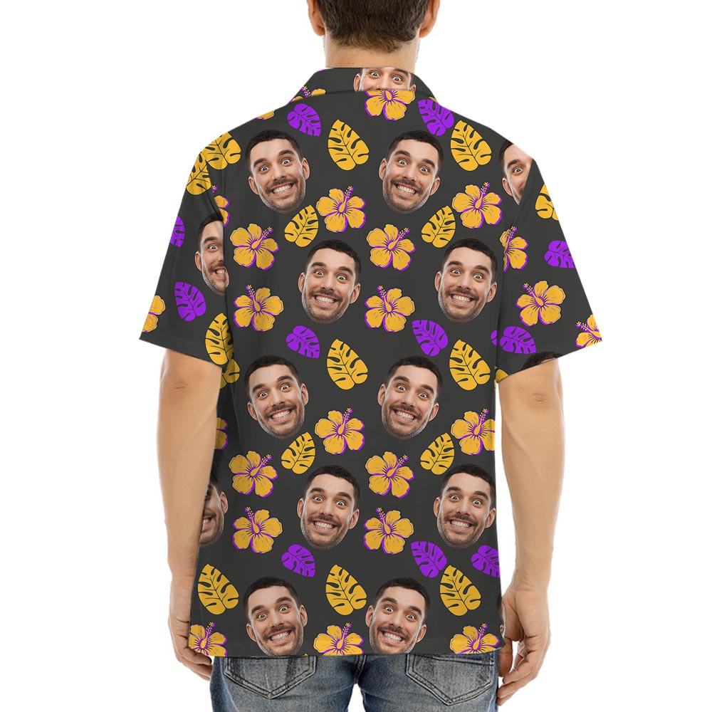 Floral Personalized Button Up Shirt With Custom Face