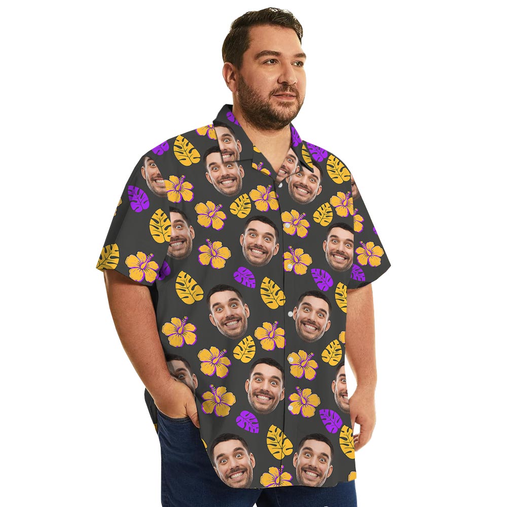 Floral Personalized Button Up Shirt With Custom Face