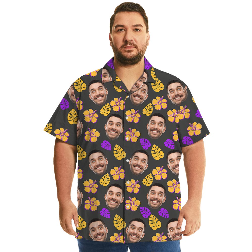 Floral Personalized Button Up Shirt With Custom Face