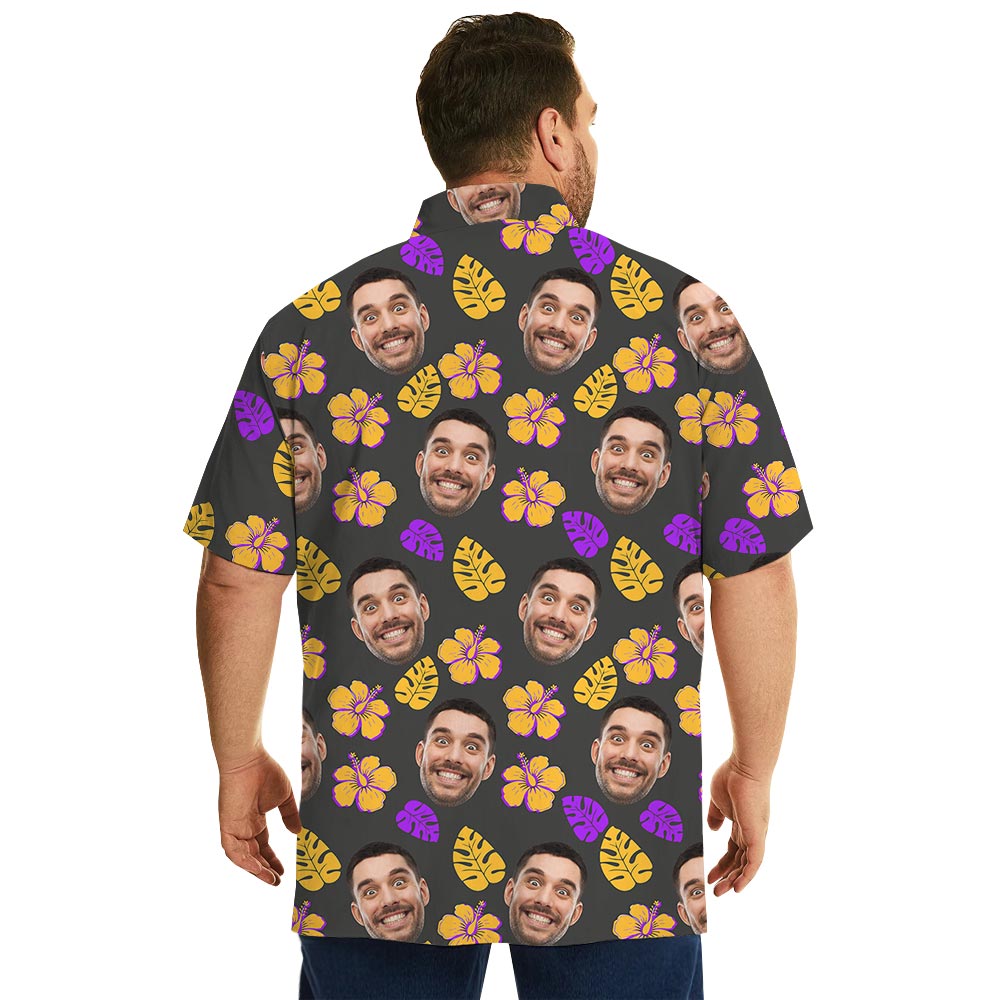 Floral Personalized Button Up Shirt With Custom Face
