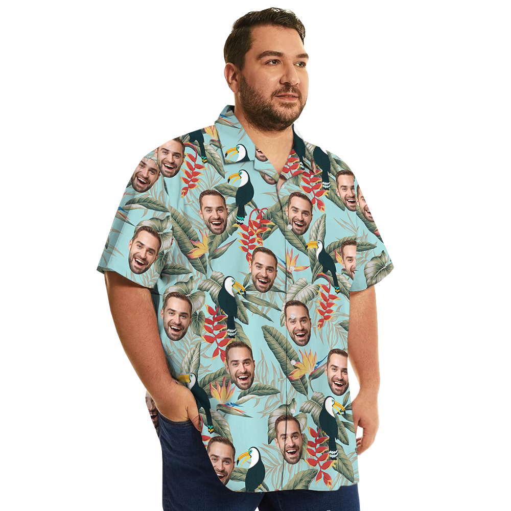 Custom 1-4 Faces Tropical Toucan Hawaiian Shirt