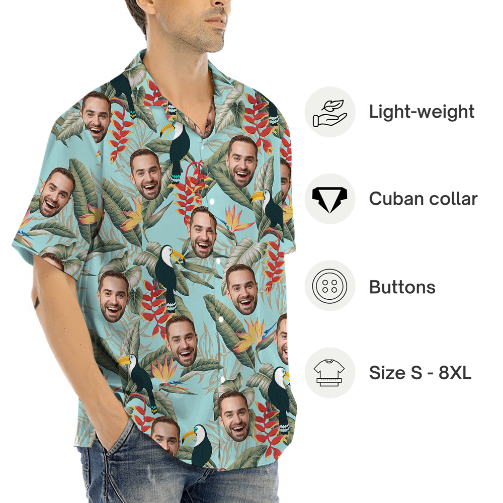 Custom 1-4 Faces Tropical Toucan Hawaiian Shirt