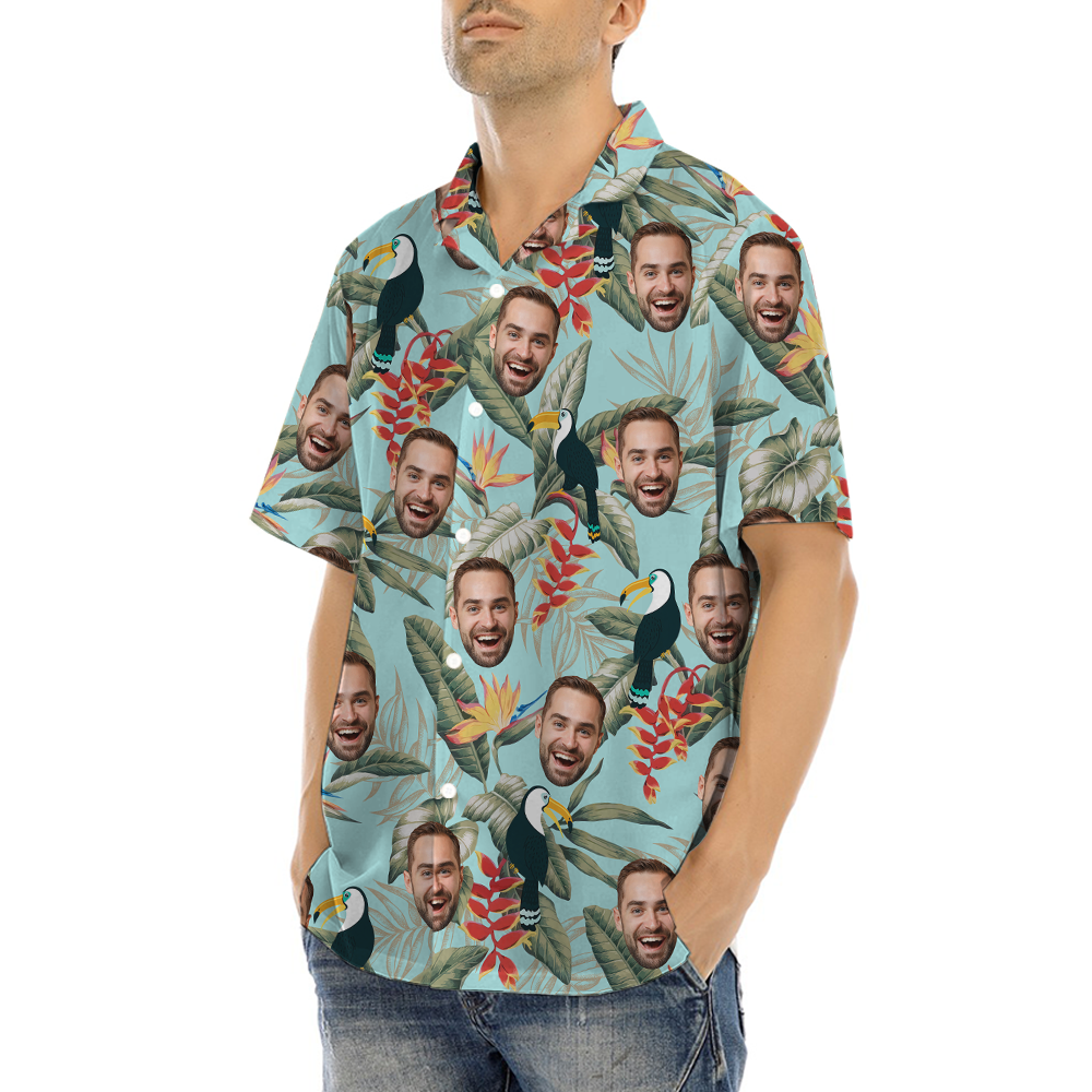 Custom 1-4 Faces Tropical Toucan Hawaiian Shirt