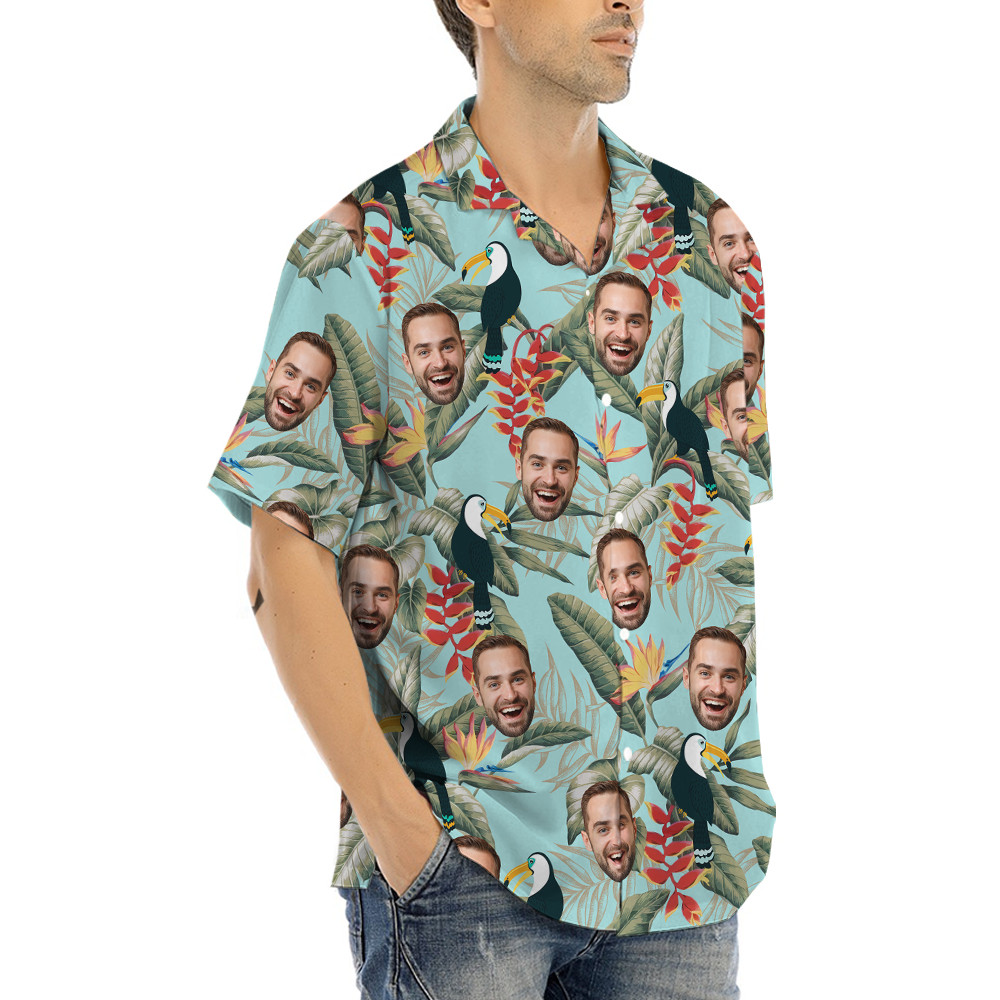 Custom 1-4 Faces Tropical Toucan Hawaiian Shirt