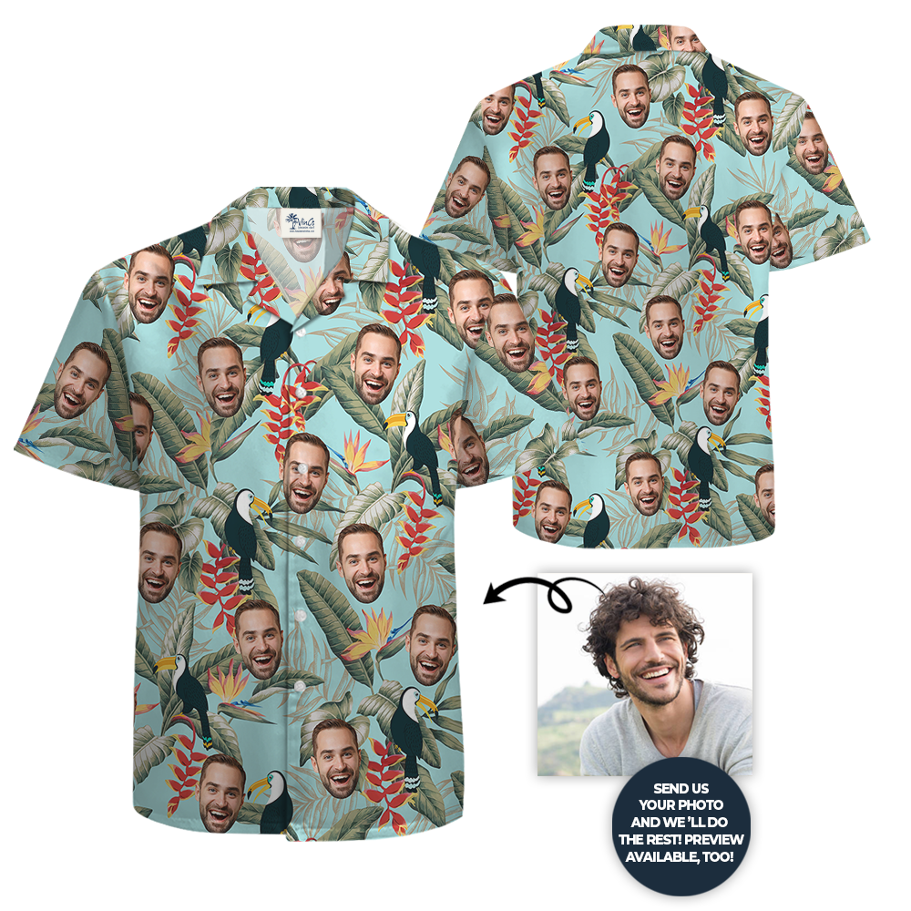 Custom 1-4 Faces Tropical Toucan Hawaiian Shirt