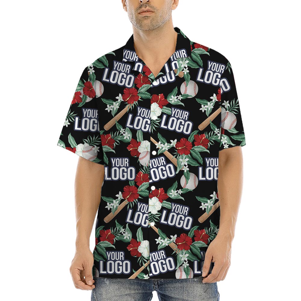 Custom Baseball Team Logo Tropical Shirt With Preview