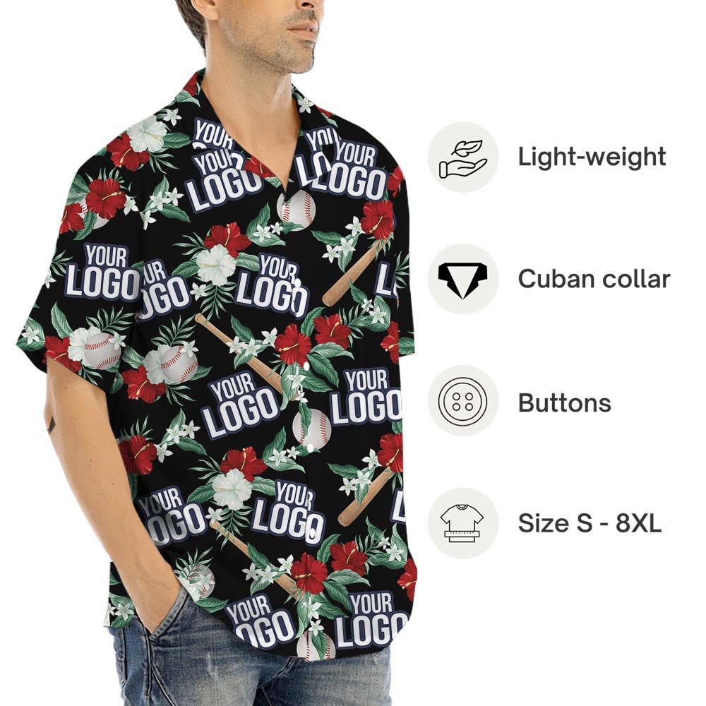 Custom Baseball Team Logo Tropical Shirt With Preview