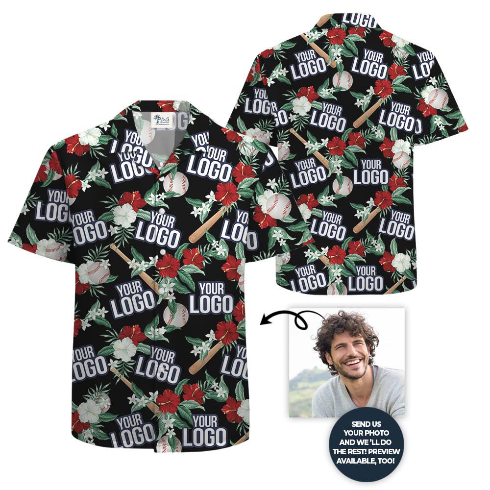 Custom Baseball Team Logo Tropical Shirt With Preview