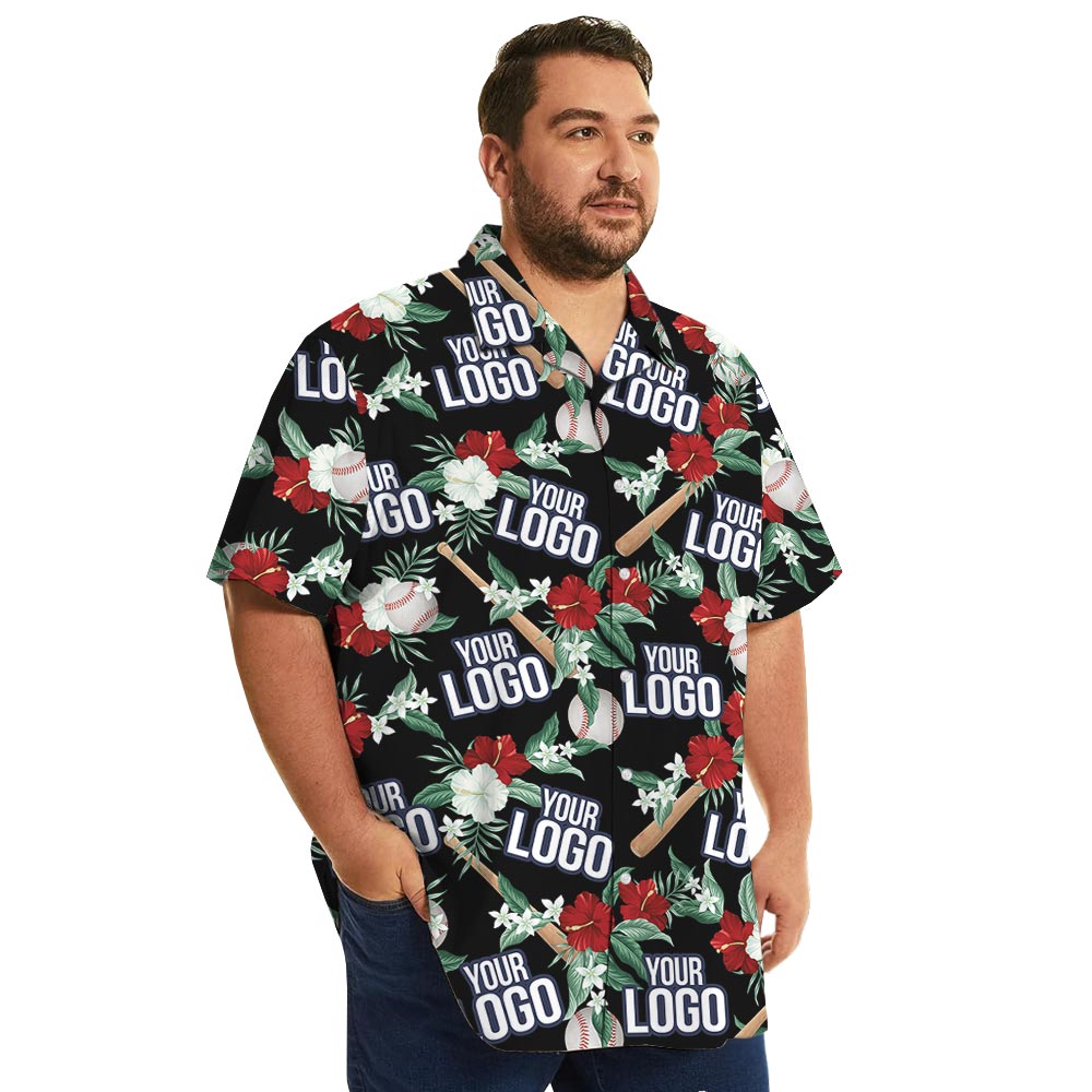 Custom Baseball Team Logo Tropical Shirt With Preview