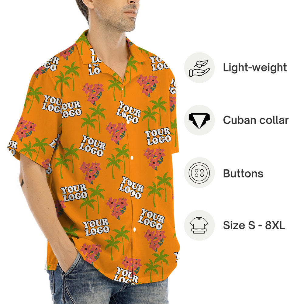 Custom Company Logo Floral Aloha Shirt