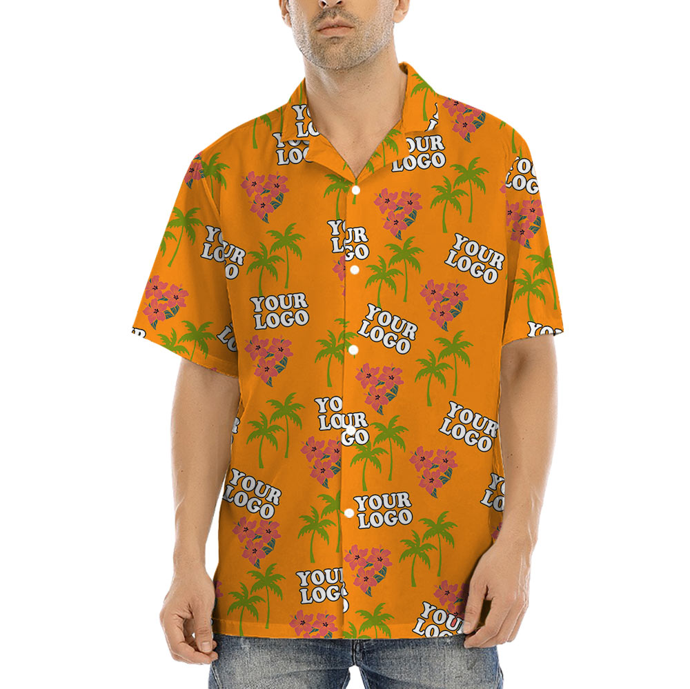 Custom Company Logo Floral Aloha Shirt