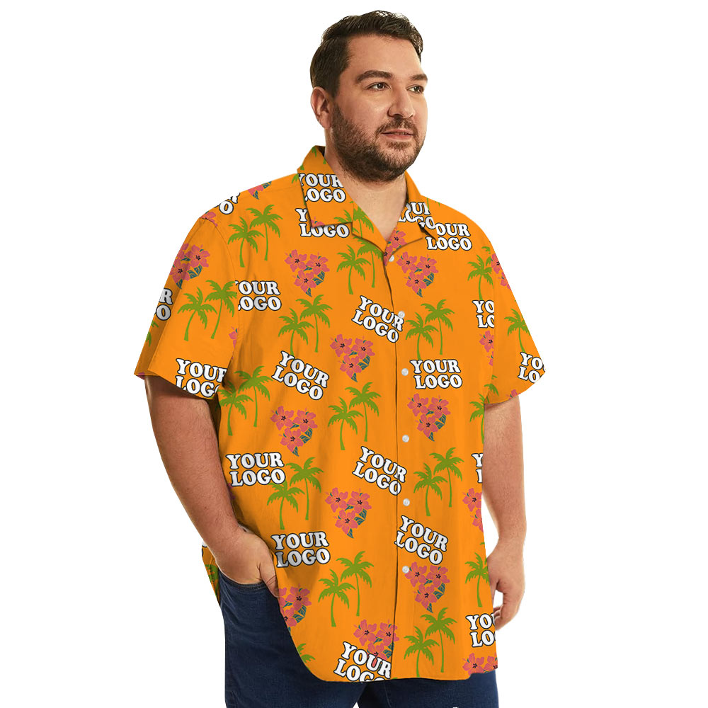 Custom Company Logo Floral Aloha Shirt