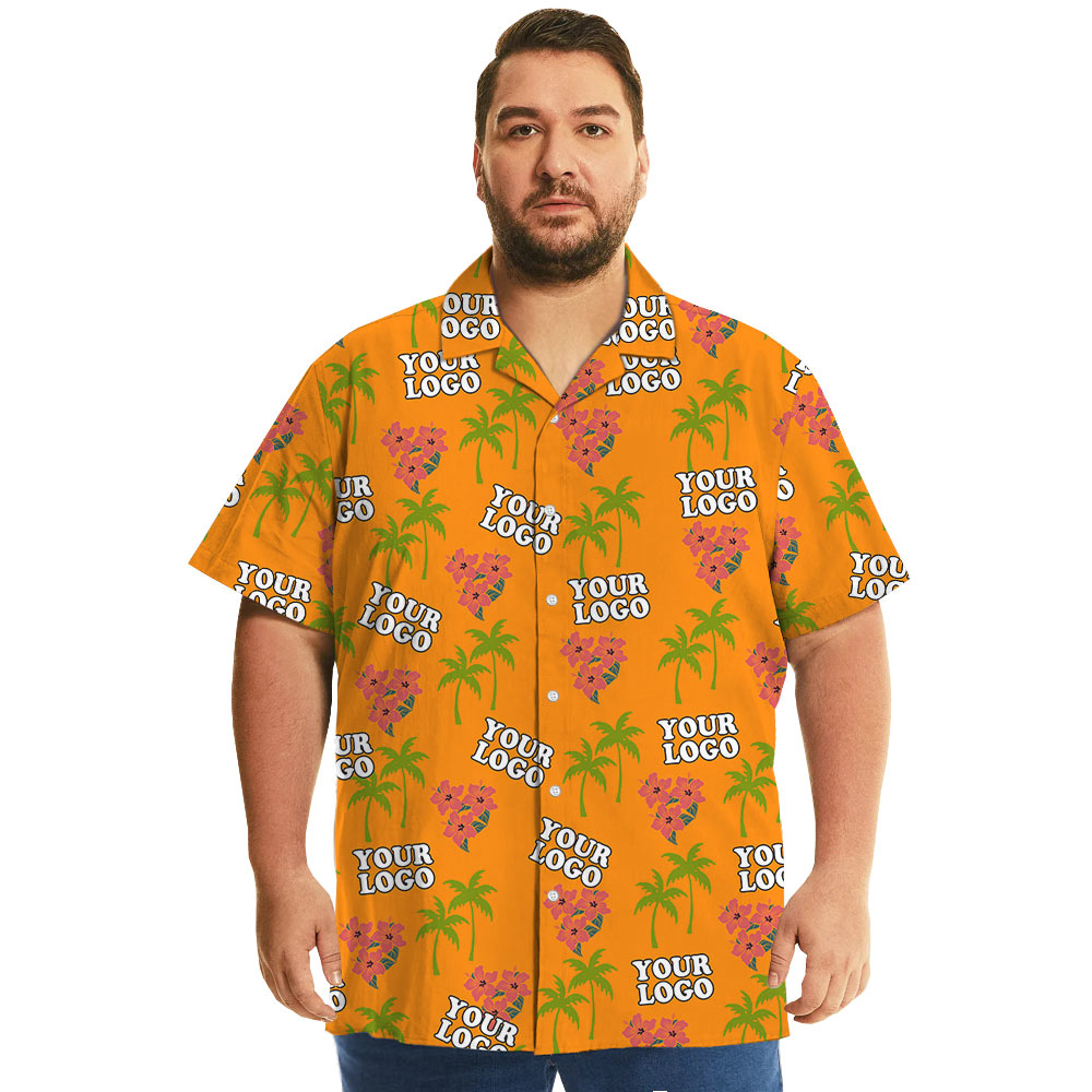 Custom Company Logo Floral Aloha Shirt