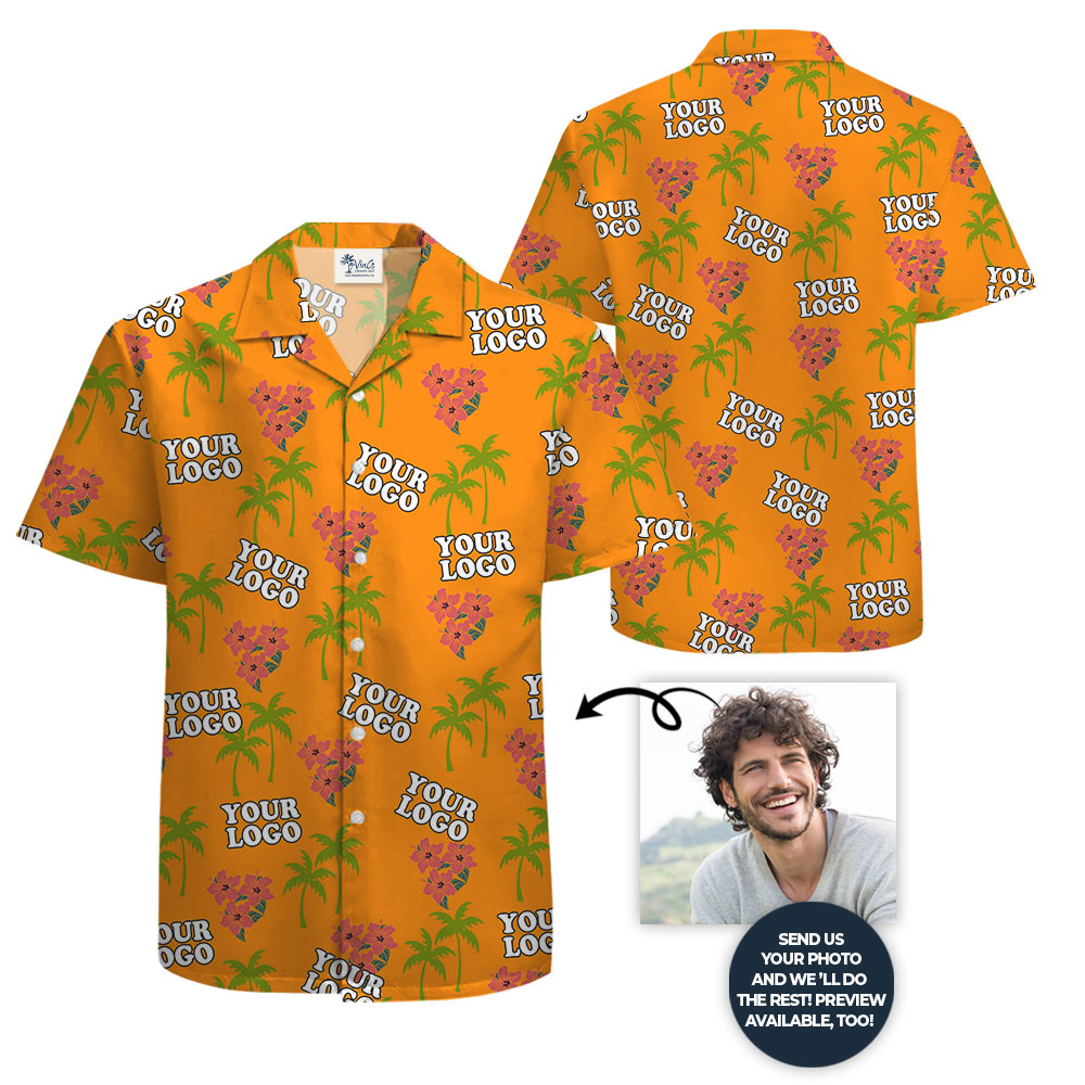 Custom Company Logo Floral Aloha Shirt