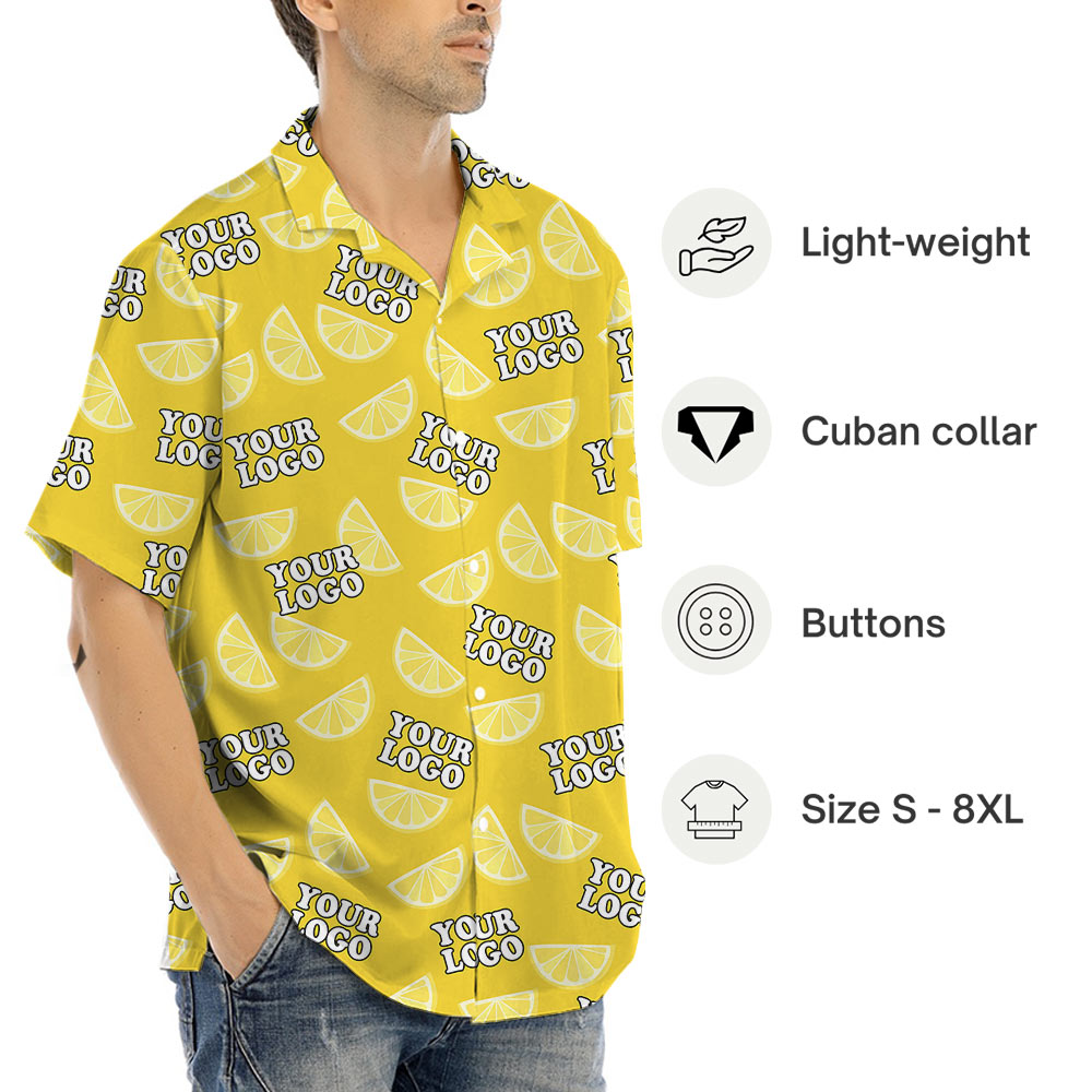 Orange Hawaiian Shirt With Custom 1-4 Logos