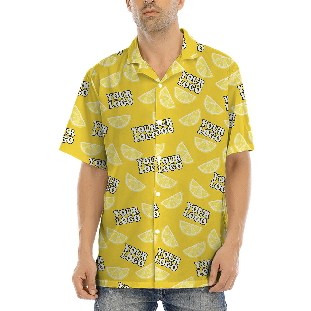 Orange Hawaiian Shirt With Custom 1-4 Logos