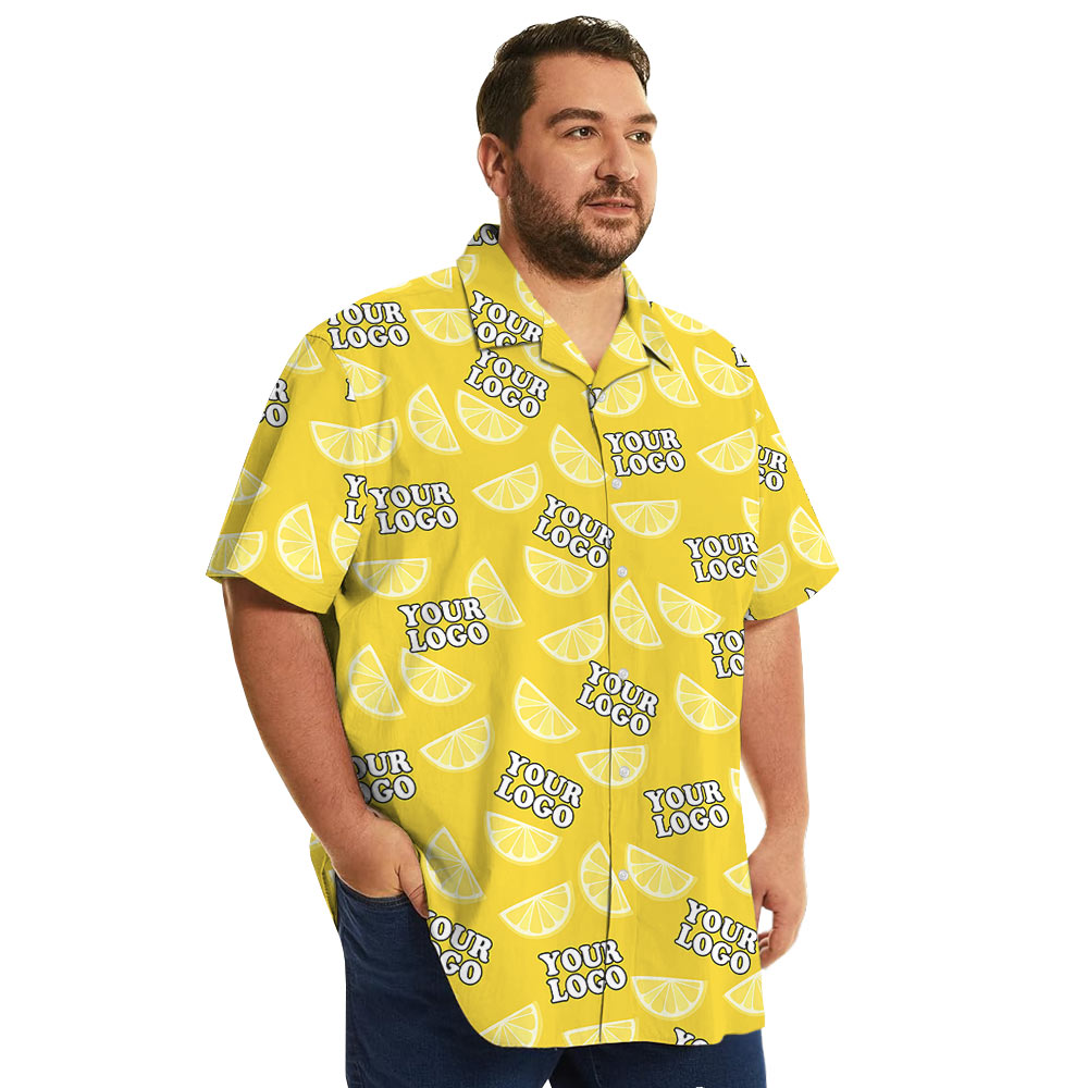 Orange Hawaiian Shirt With Custom 1-4 Logos
