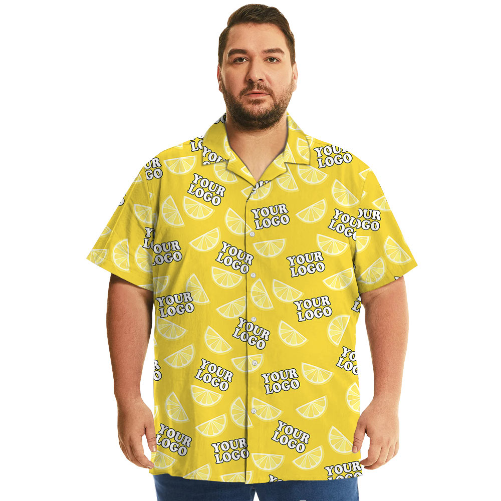 Orange Hawaiian Shirt With Custom 1-4 Logos