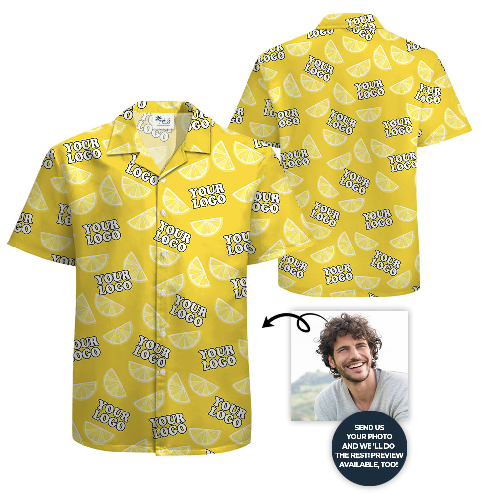 Orange Hawaiian Shirt With Custom 1-4 Logos