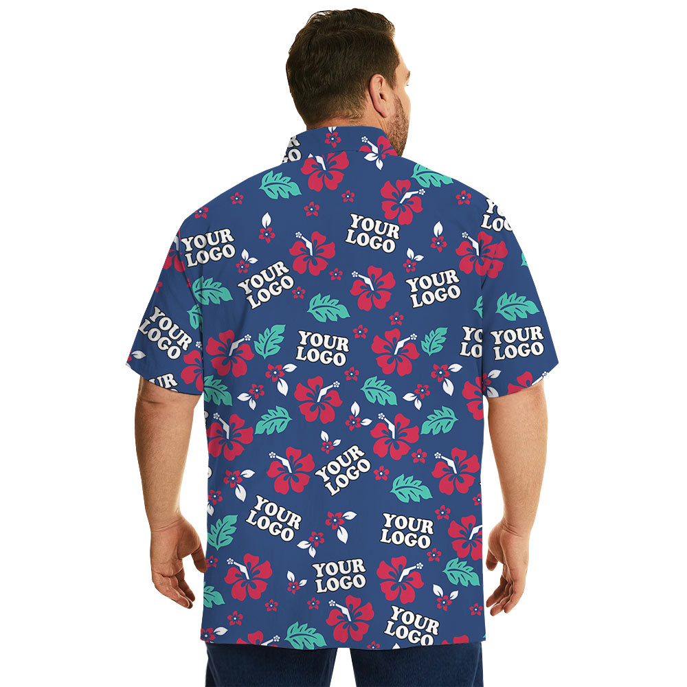Custom Logo Navy Hawaiian Shirt For Company Uniform