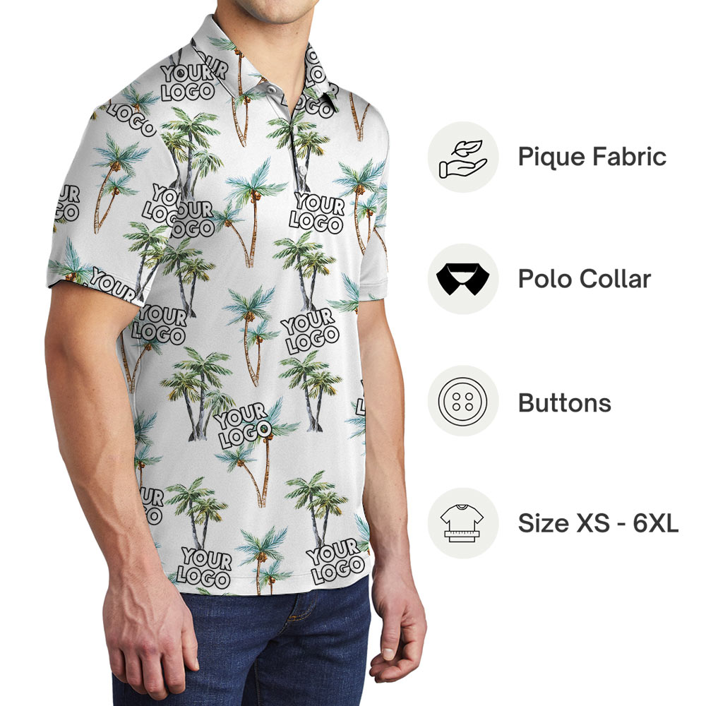 Tropical Custom Company Logo Hawaiian Polo Shirt