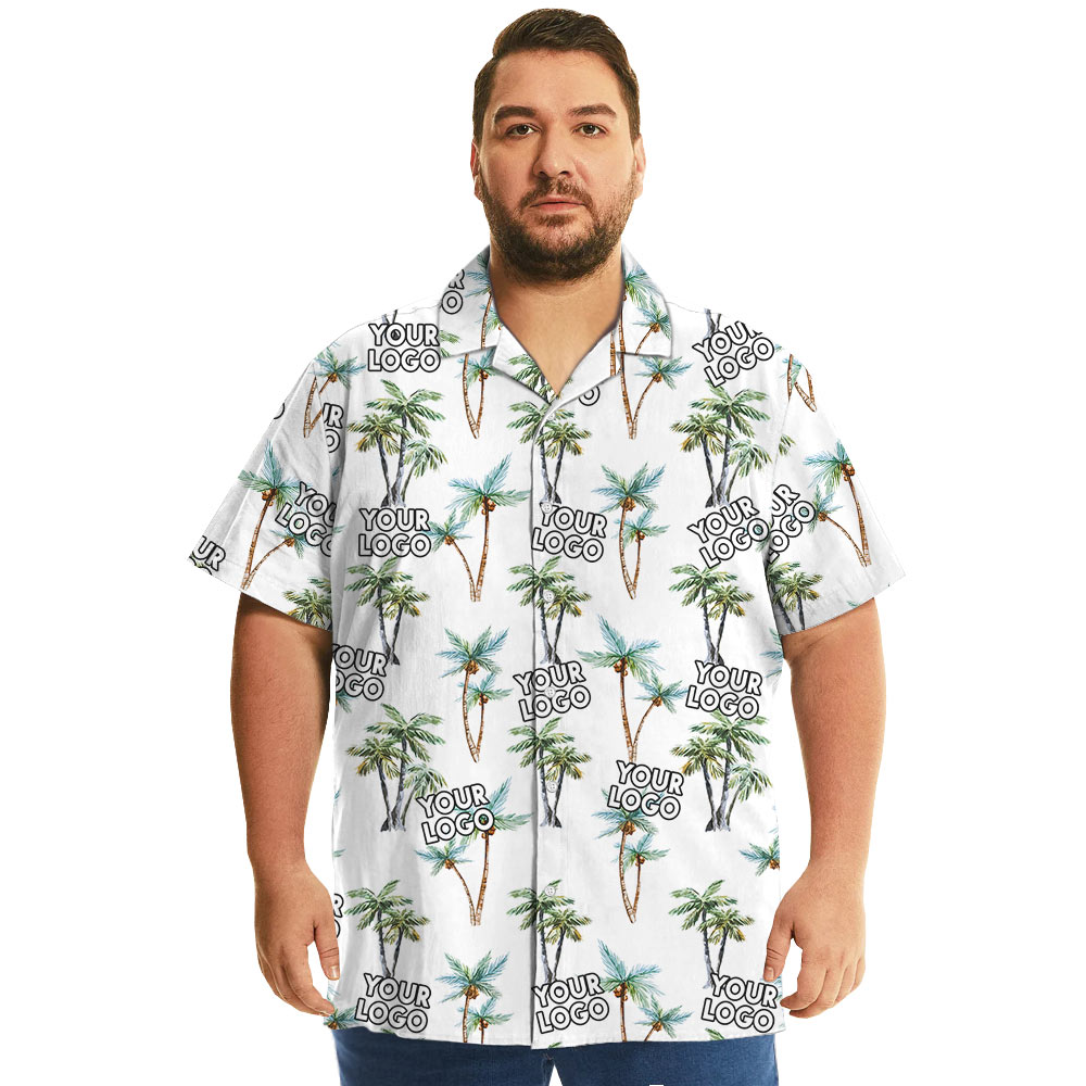 Palm Tree Hawaiian Shirt With Custom 1-4 Logos
