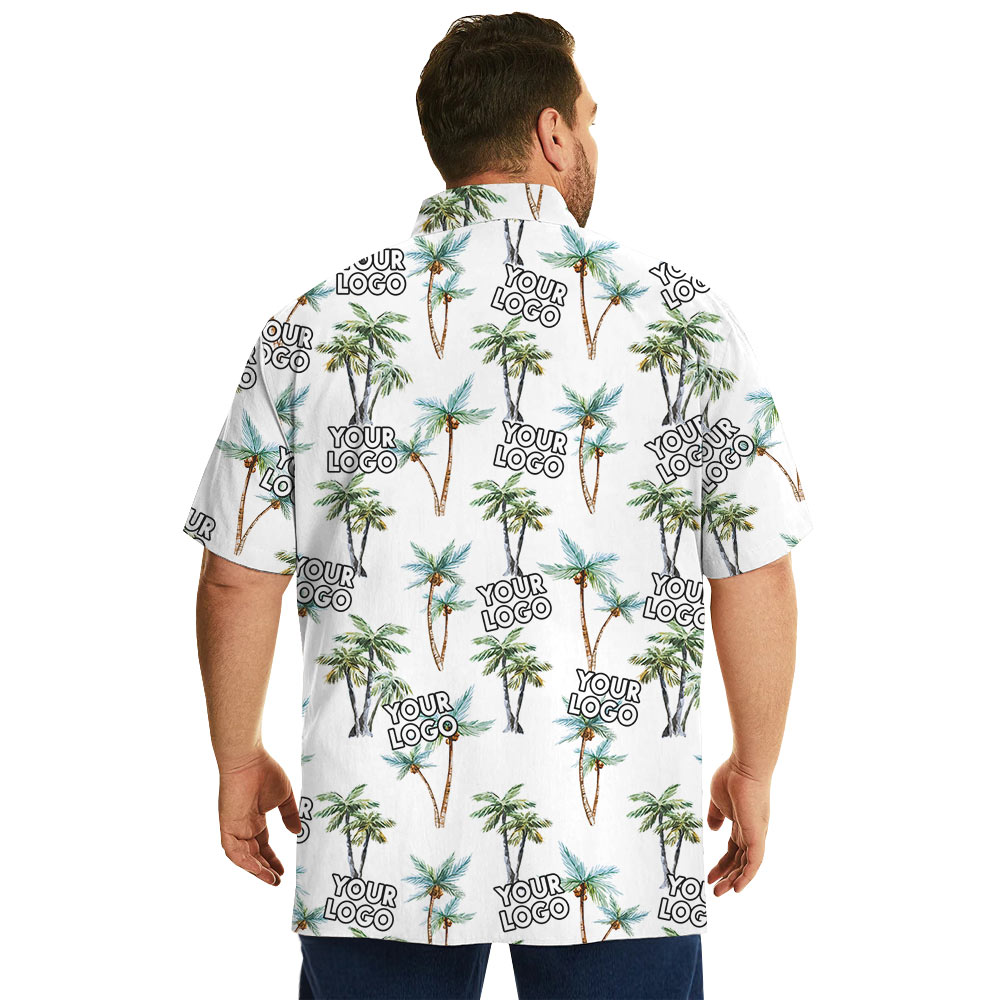 Palm Tree Hawaiian Shirt With Custom 1-4 Logos