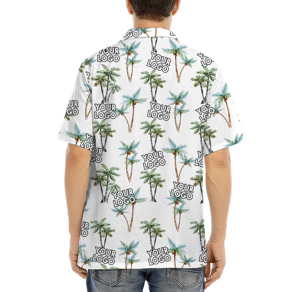 Palm Tree Hawaiian Shirt With Custom 1-4 Logos