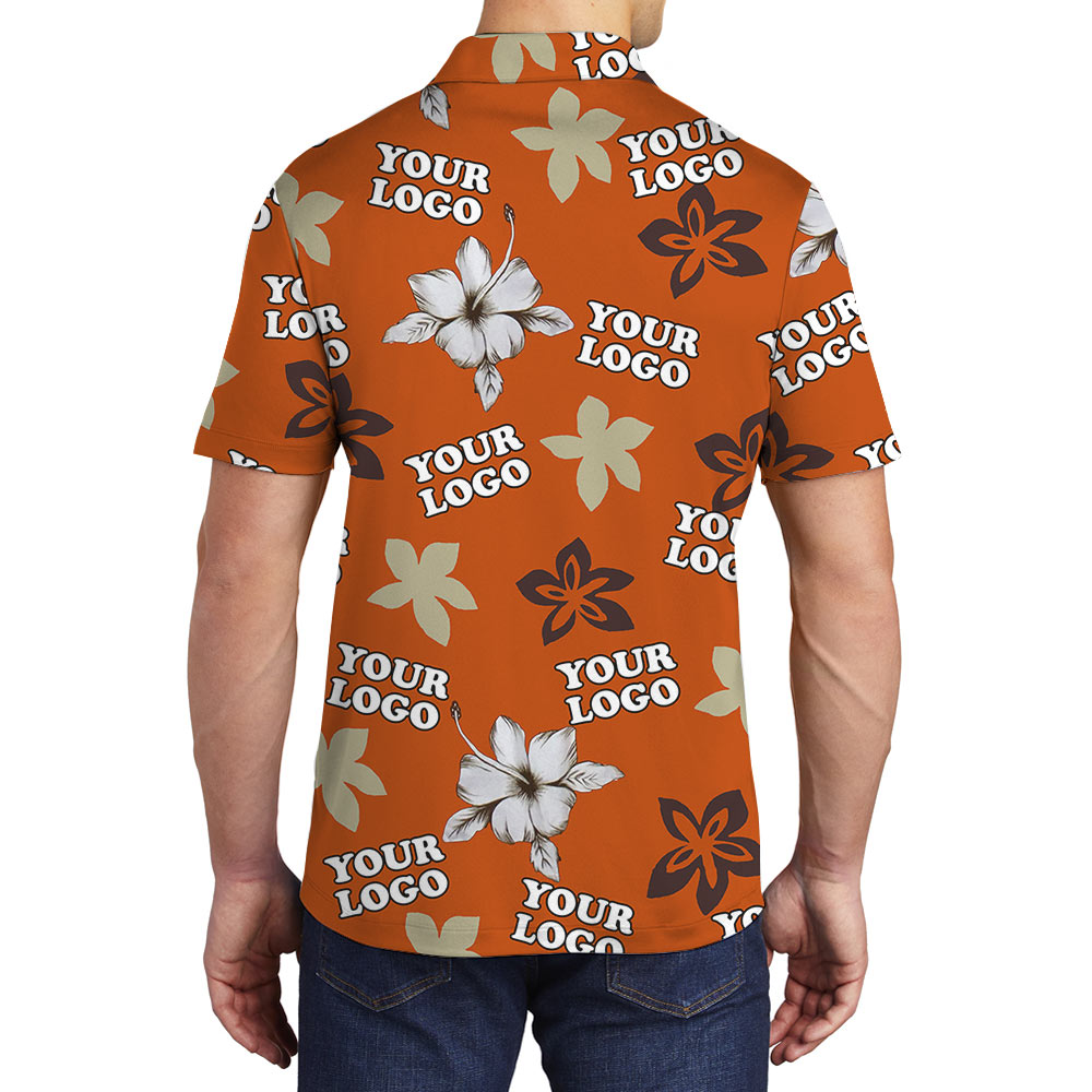 Hibiscus Orange Polo Shirt With Custom Logo