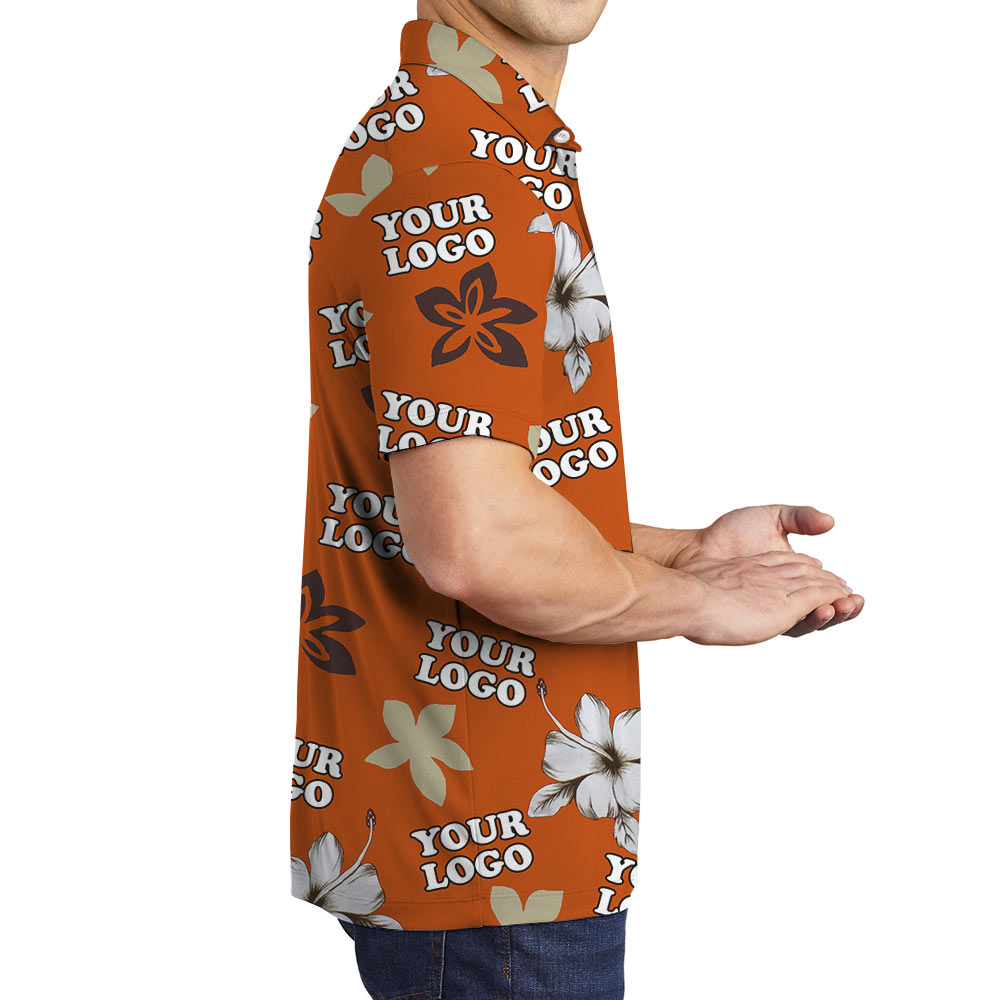 Hibiscus Orange Polo Shirt With Custom Logo