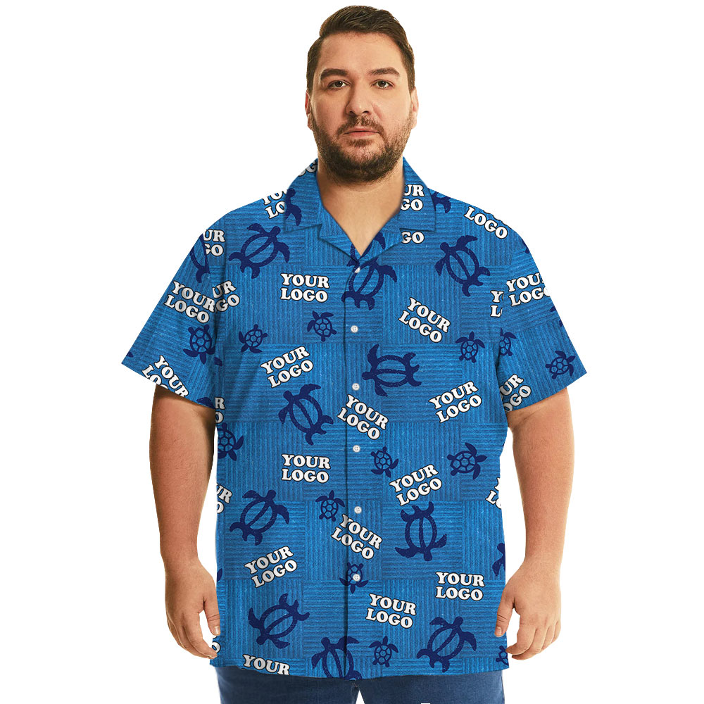 Custom Company Logo Vintage Turtle Navy Aloha Shirt