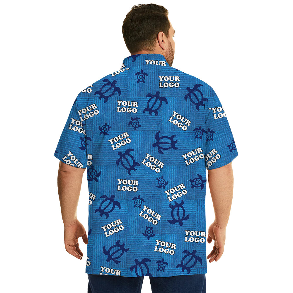 Custom Company Logo Vintage Turtle Navy Aloha Shirt