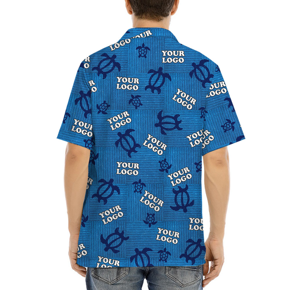 Custom Company Logo Vintage Turtle Navy Aloha Shirt
