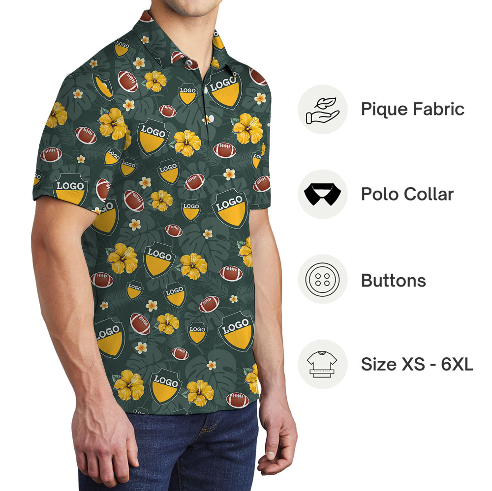 Custom Football Team Polo Shirt With Preview