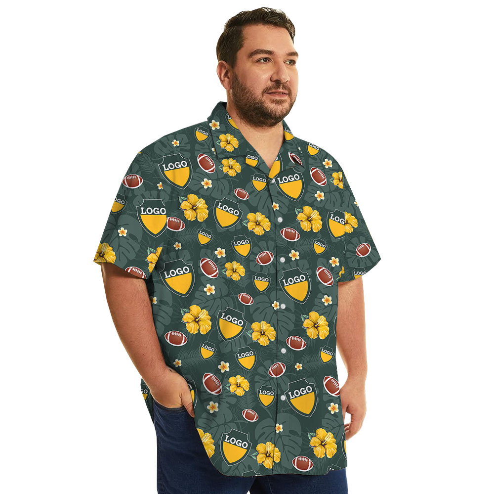 Custom Green Football Hawaiian Shirt With Logo And Name