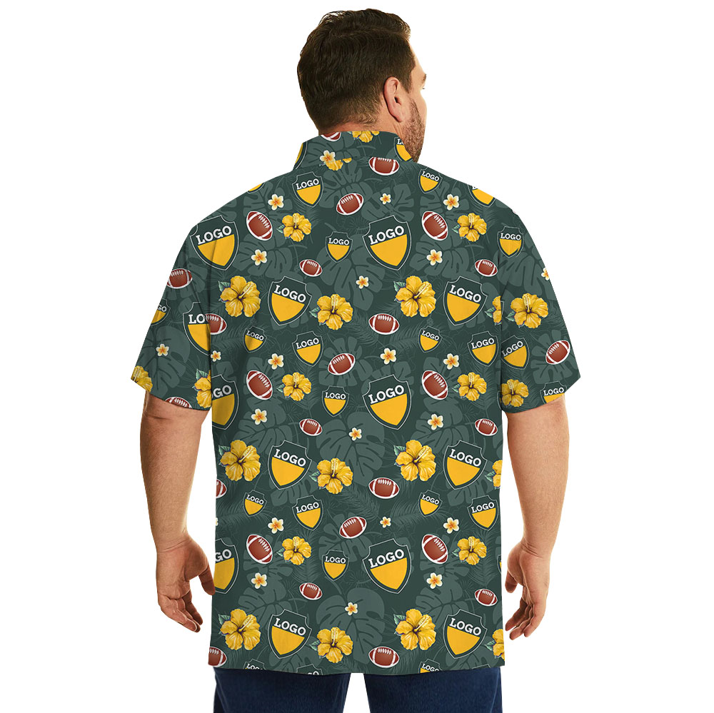 Custom Green Football Hawaiian Shirt With Logo And Name