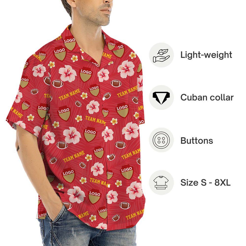 Custom Logo And Team Name Football Hawaiian Shirt