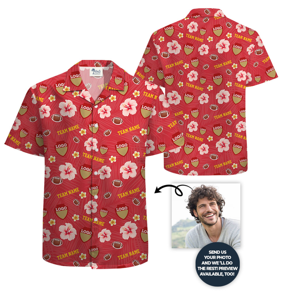 Custom Logo And Team Name Football Hawaiian Shirt