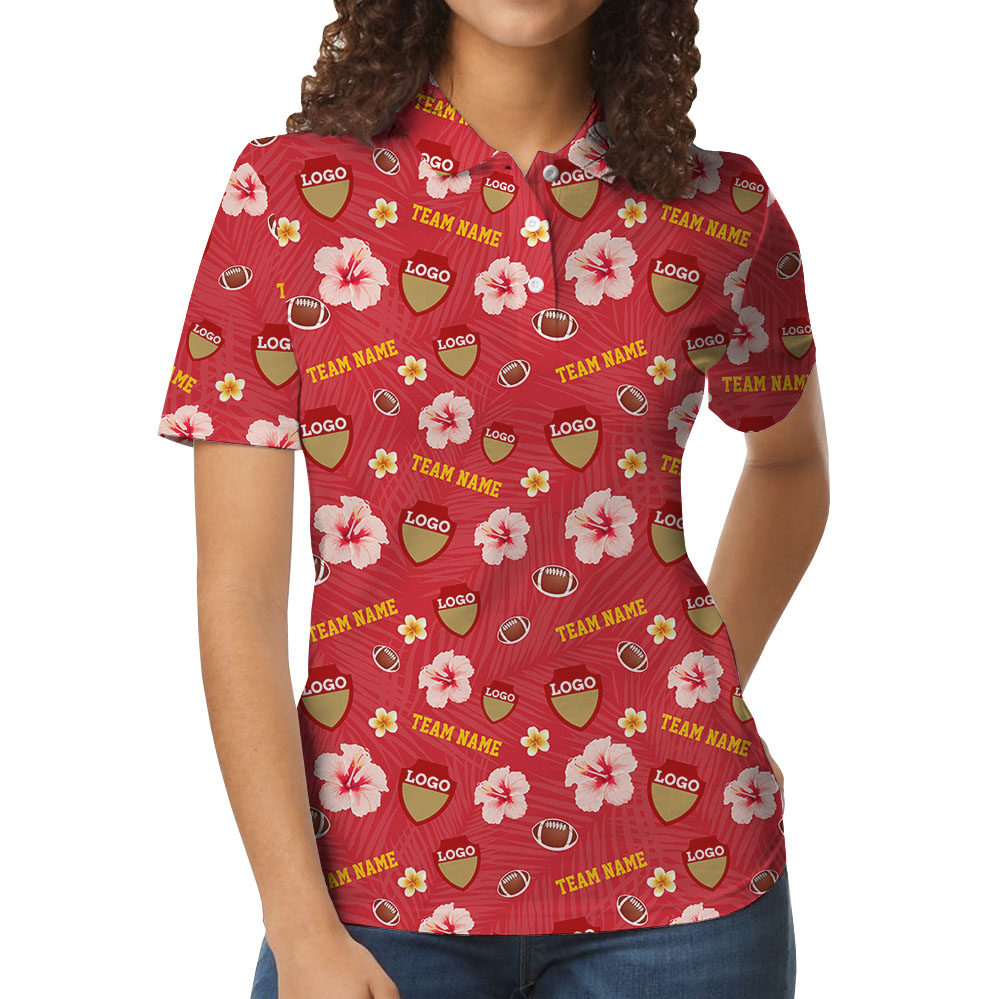 Personalized Logo And Team Name Football Red Polo Shirts