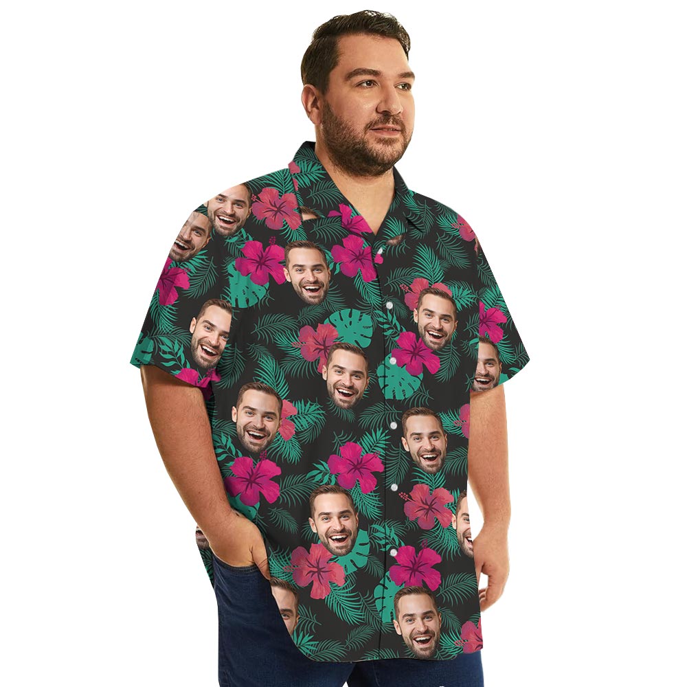 Funny Custom Your Face Tropical Summer Shirt Hibiscus