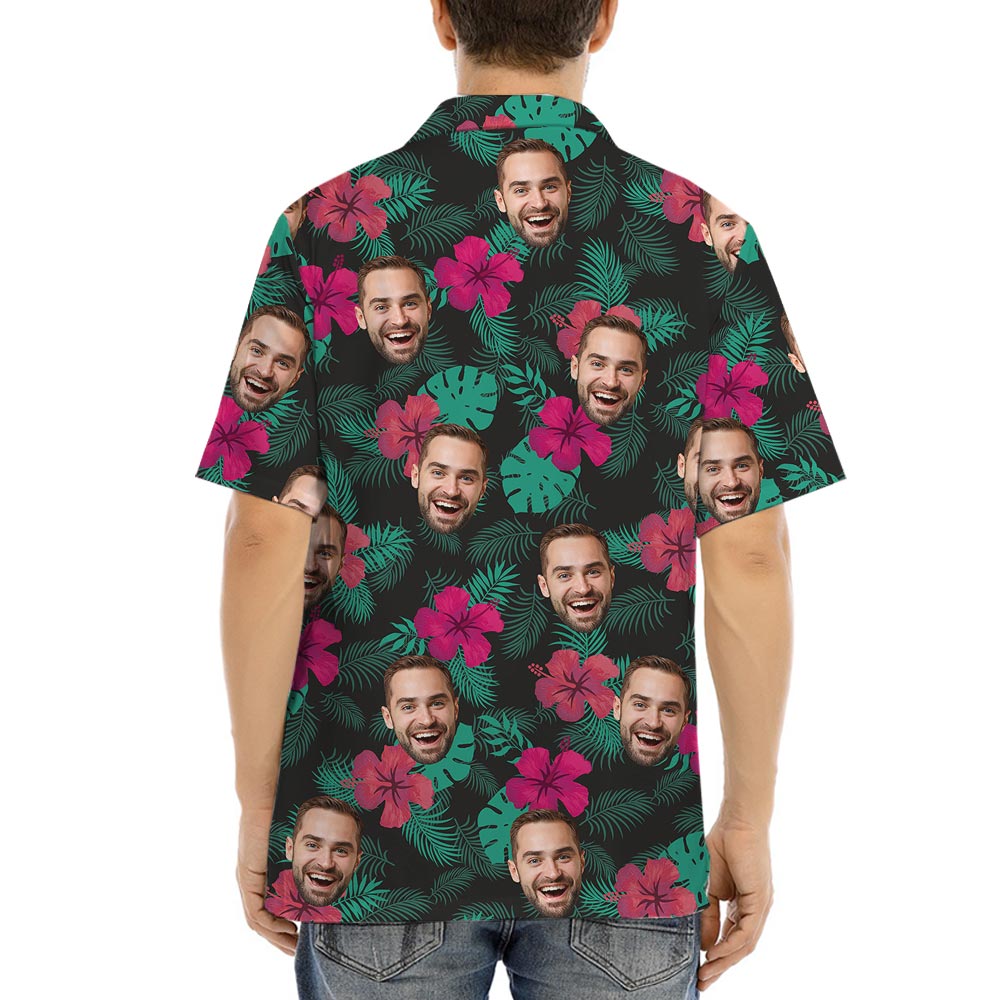 Funny Custom Your Face Tropical Summer Shirt Hibiscus