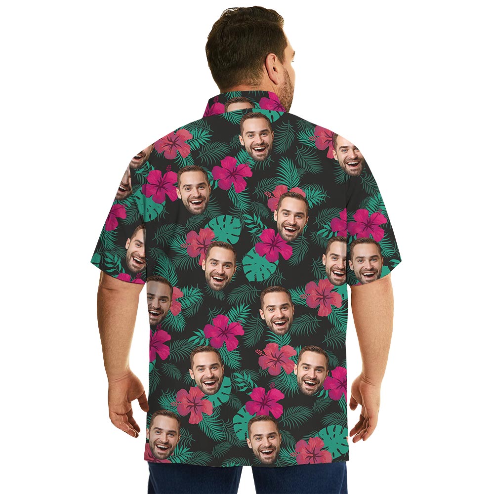 Funny Custom Your Face Tropical Summer Shirt Hibiscus