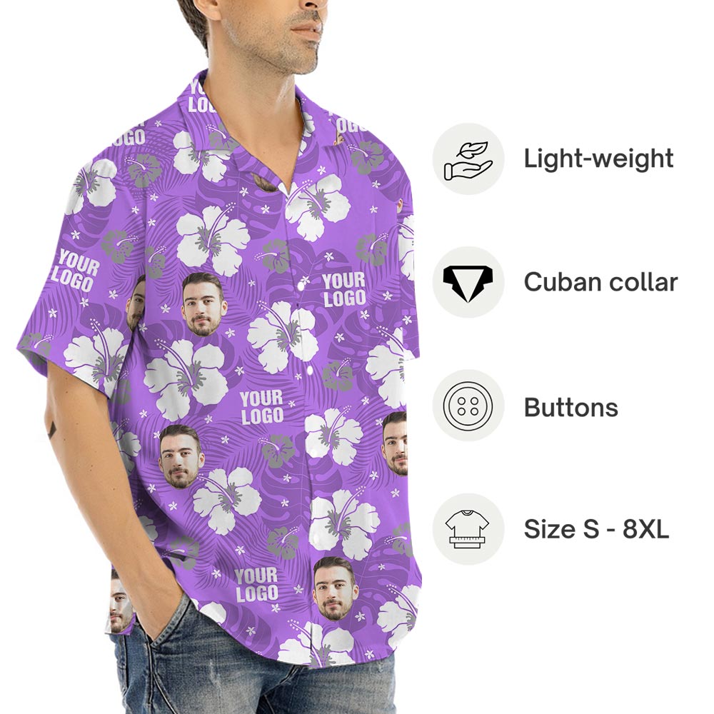 Unique Purple Aloha Shirt With Custom Logo For Team